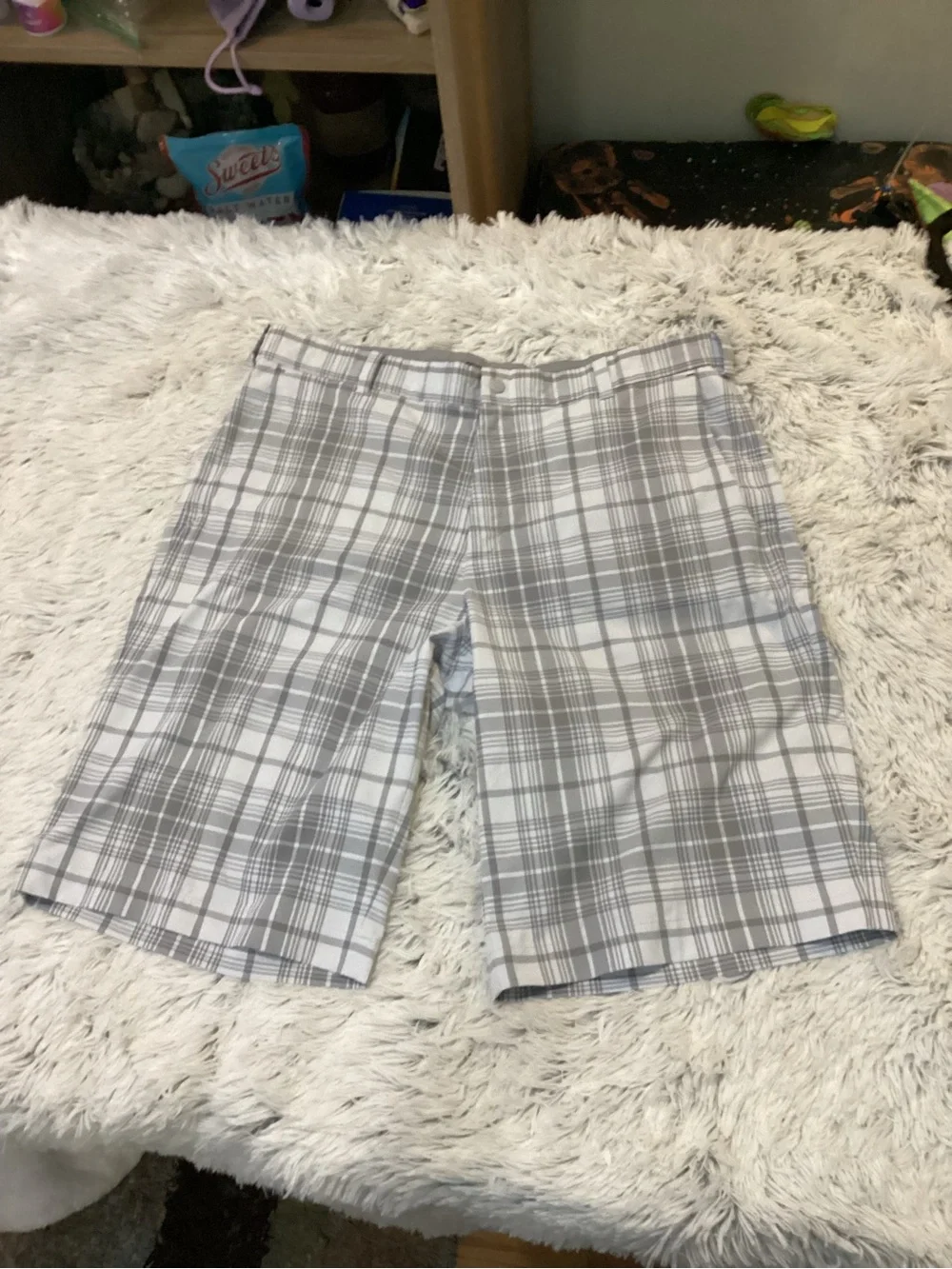 Nike Golf Men’s Dri-FIT Plaid Golf Shorts Gray White Size 36